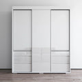 Armoire moderne à 3 portes Monaco de 180 cm de haut avec façade en verre