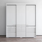 Armoire moderne à 3 portes Monaco de 180 cm de haut avec façade en verre