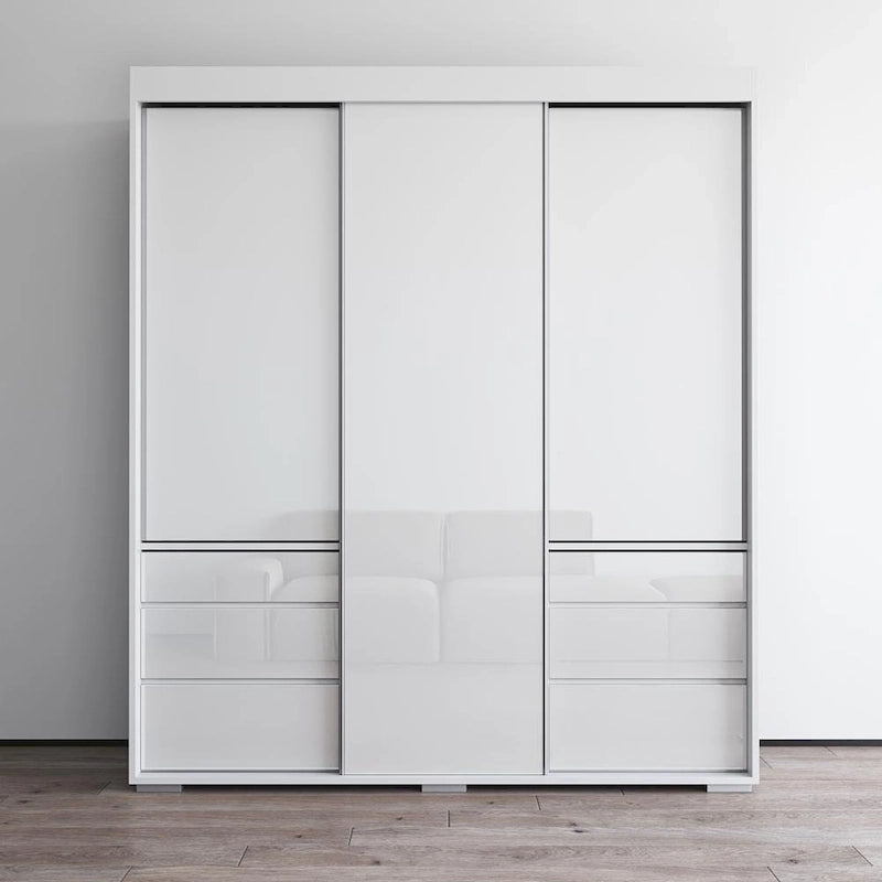 Armoire moderne à 3 portes Monaco de 180 cm de haut avec façade en verre