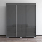 Armoire moderne à 3 portes Monaco de 180 cm de haut avec façade en verre