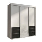 Armoire moderne à 3 portes Monaco de 180 cm de haut avec façade en verre
