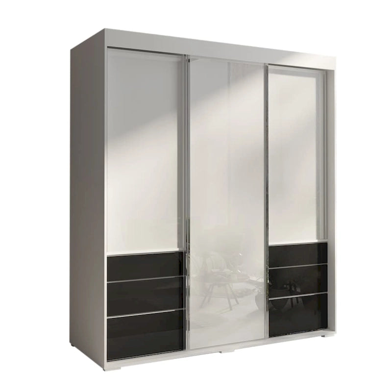 Armoire moderne à 3 portes Monaco de 180 cm de haut avec façade en verre