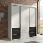 Armoire moderne à 3 portes Monaco de 180 cm de haut avec façade en verre