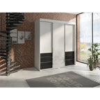 Armoire moderne à 3 portes Monaco de 180 cm de haut avec façade en verre