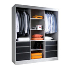 Armoire moderne à 3 portes Monaco de 180 cm de haut avec façade en verre