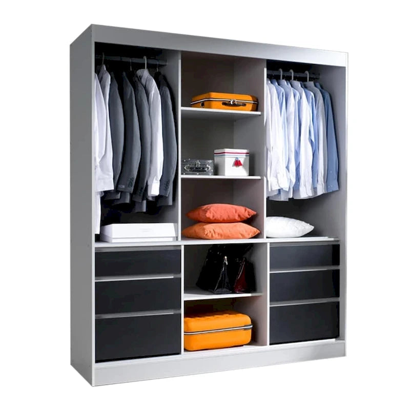 Armoire moderne à 3 portes Monaco de 180 cm de haut avec façade en verre