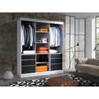 Armoire moderne à 3 portes Monaco de 180 cm de haut avec façade en verre