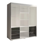 Armoire moderne à 3 portes Monaco de 180 cm de haut avec façade en verre