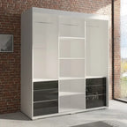 Armoire moderne à 3 portes Monaco de 180 cm de haut avec façade en verre
