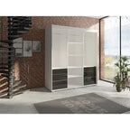 Armoire moderne à 3 portes Monaco de 180 cm de haut avec façade en verre