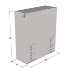 Armoire moderne à 3 portes Monaco de 180 cm de haut avec façade en verre