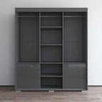 Armoire moderne à 3 portes Monaco de 180 cm de haut avec façade en verre