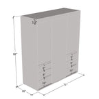 Armoire moderne à 3 portes Monaco de 180 cm de haut avec façade en verre