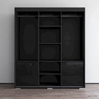 Armoire moderne à 3 portes Monaco de 180 cm de haut avec façade en verre