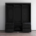 Armoire moderne à 3 portes Monaco de 180 cm de haut avec façade en verre