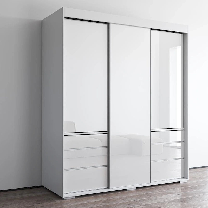 Armoire moderne à 3 portes Monaco de 180 cm de haut avec façade en verre