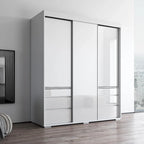 Armoire moderne à 3 portes Monaco de 180 cm de haut avec façade en verre