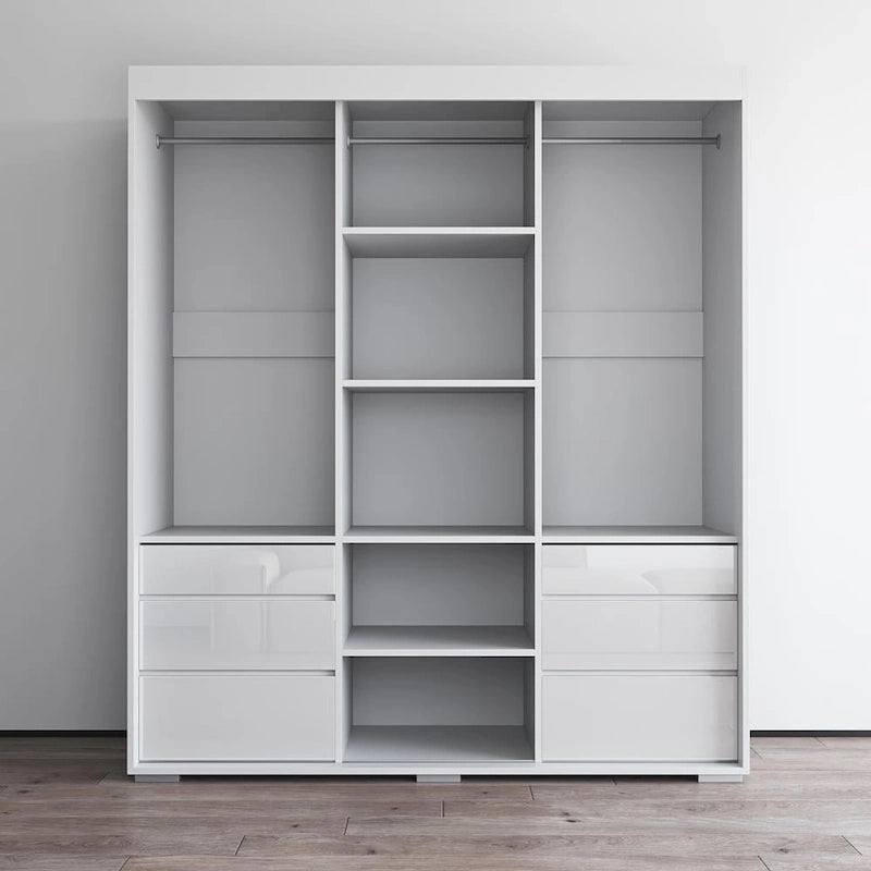 Armoire moderne à 3 portes Monaco de 180 cm de haut avec façade en verre