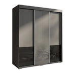 Armoire moderne à 3 portes Monaco de 180 cm de haut avec façade en verre