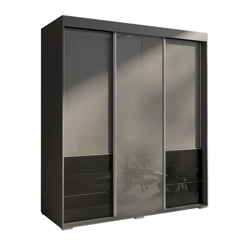 Armoire moderne à 3 portes Monaco de 180 cm de haut avec façade en verre