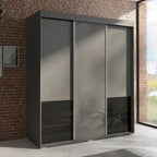 Armoire moderne à 3 portes Monaco de 180 cm de haut avec façade en verre