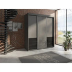 Armoire moderne à 3 portes Monaco de 180 cm de haut avec façade en verre