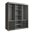 Armoire moderne à 3 portes Monaco de 180 cm de haut avec façade en verre
