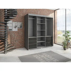Armoire moderne à 3 portes Monaco de 180 cm de haut avec façade en verre