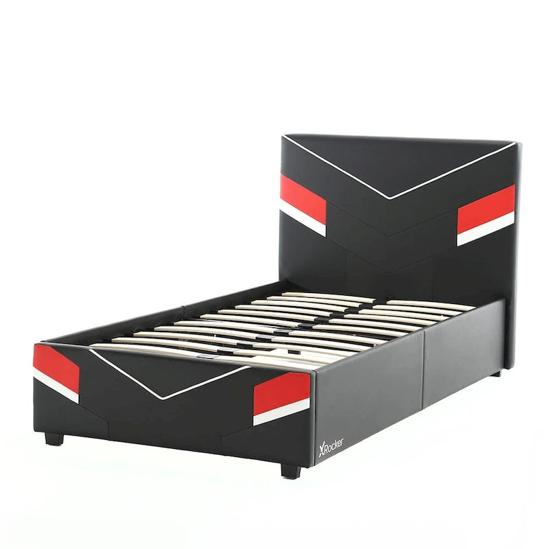 Cadre de lit de jeu X Rocker Orion eSports, noir/rouge, une place