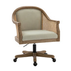 Danilo Farmhouse 360 Degree Swivel Height Adjustable Rattan Desk Chair with RubberWood by HULALA HOME
