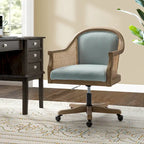 Danilo Farmhouse 360 Degree Swivel Height Adjustable Rattan Desk Chair with RubberWood by HULALA HOME