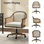 Danilo Farmhouse 360 Degree Swivel Height Adjustable Rattan Desk Chair with RubberWood by HULALA HOME