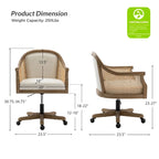 Danilo Farmhouse 360 Degree Swivel Height Adjustable Rattan Desk Chair with RubberWood by HULALA HOME