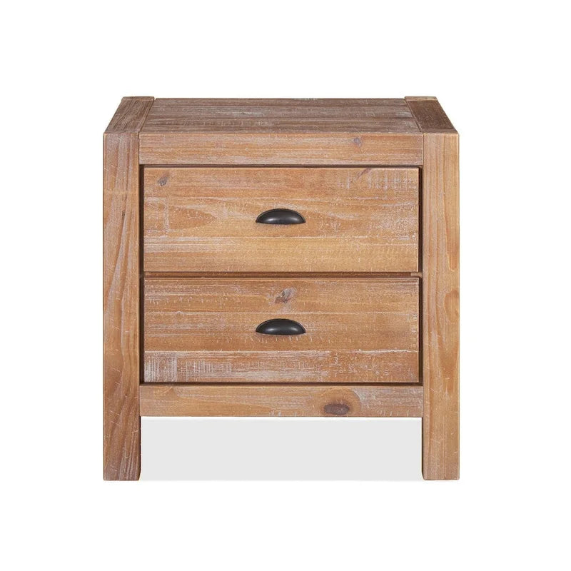 Table de chevet à 2 tiroirs en bois massif Montauk