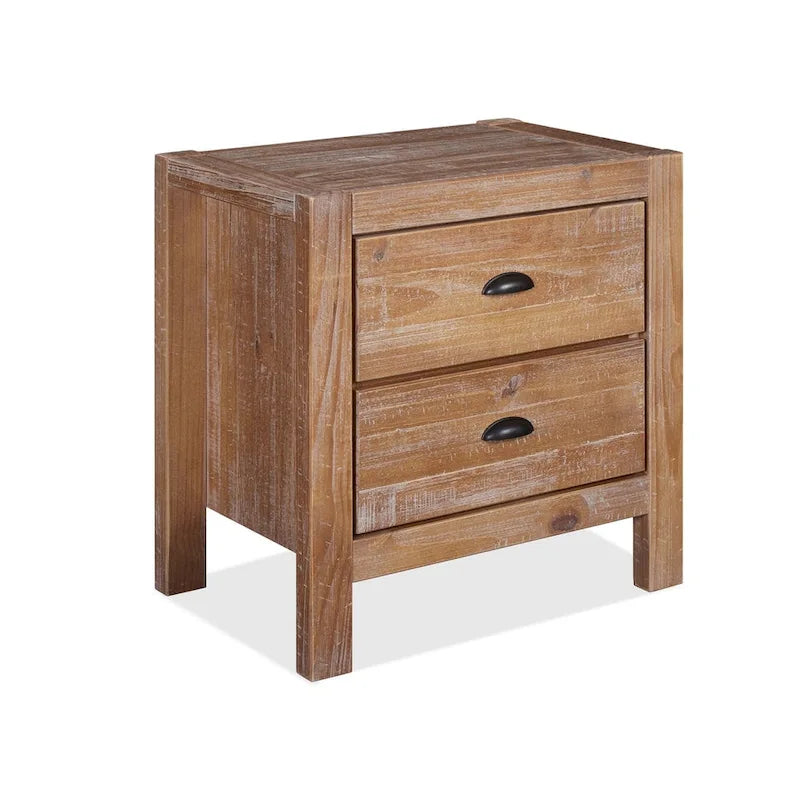 Table de chevet à 2 tiroirs en bois massif Montauk