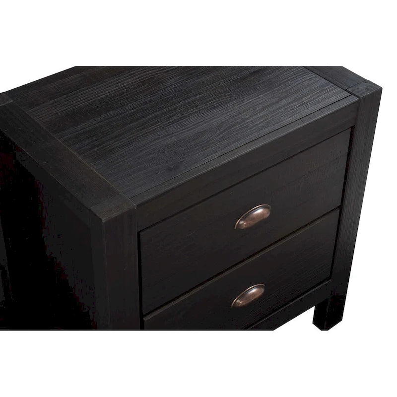 Table de chevet à 2 tiroirs en bois massif Montauk