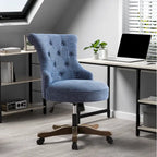 Chaise de bureau à roulettes, hauteur réglable, en tissu de lin, pivotante