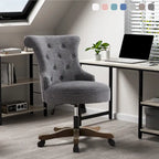 Chaise de bureau à roulettes, hauteur réglable, en tissu de lin, pivotante