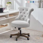 Chaise de bureau à roulettes, hauteur réglable, en tissu de lin, pivotante
