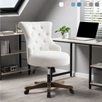 Chaise de bureau à roulettes, hauteur réglable, en tissu de lin, pivotante