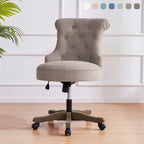 Chaise de bureau à roulettes, hauteur réglable, en tissu de lin, pivotante