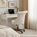 Chaise de bureau à roulettes, hauteur réglable, en tissu de lin, pivotante