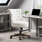 Chaise de bureau à roulettes, hauteur réglable, en tissu de lin, pivotante