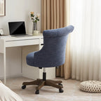 Chaise de bureau à roulettes, hauteur réglable, en tissu de lin, pivotante