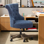 Chaise de bureau à roulettes, hauteur réglable, en tissu de lin, pivotante