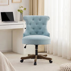 Chaise de bureau à roulettes, hauteur réglable, en tissu de lin, pivotante
