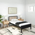 Plank and Beam Scandinavian Twin Size Bed with Slatted Headboard