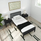 Plank and Beam Scandinavian Twin Size Bed with Slatted Headboard