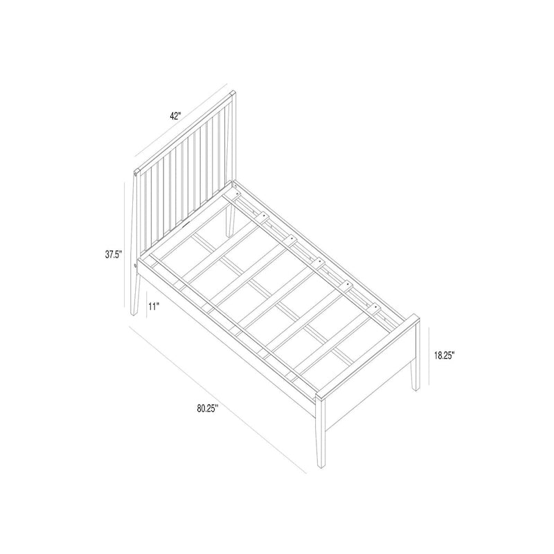 Plank and Beam Scandinavian Twin Size Bed with Slatted Headboard