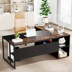 Bureau d'ordinateur d'angle en forme de L de 180 cm avec armoire